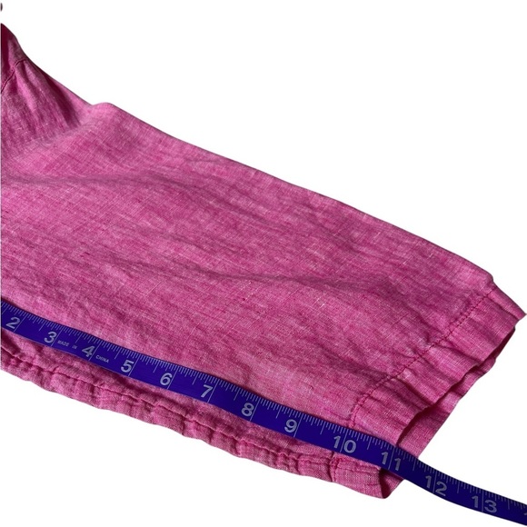 SIGRID OLSEN 100% Linen Pink Valentines Day Shell Button Popover V Neck Blouse - Picture 7 of 12